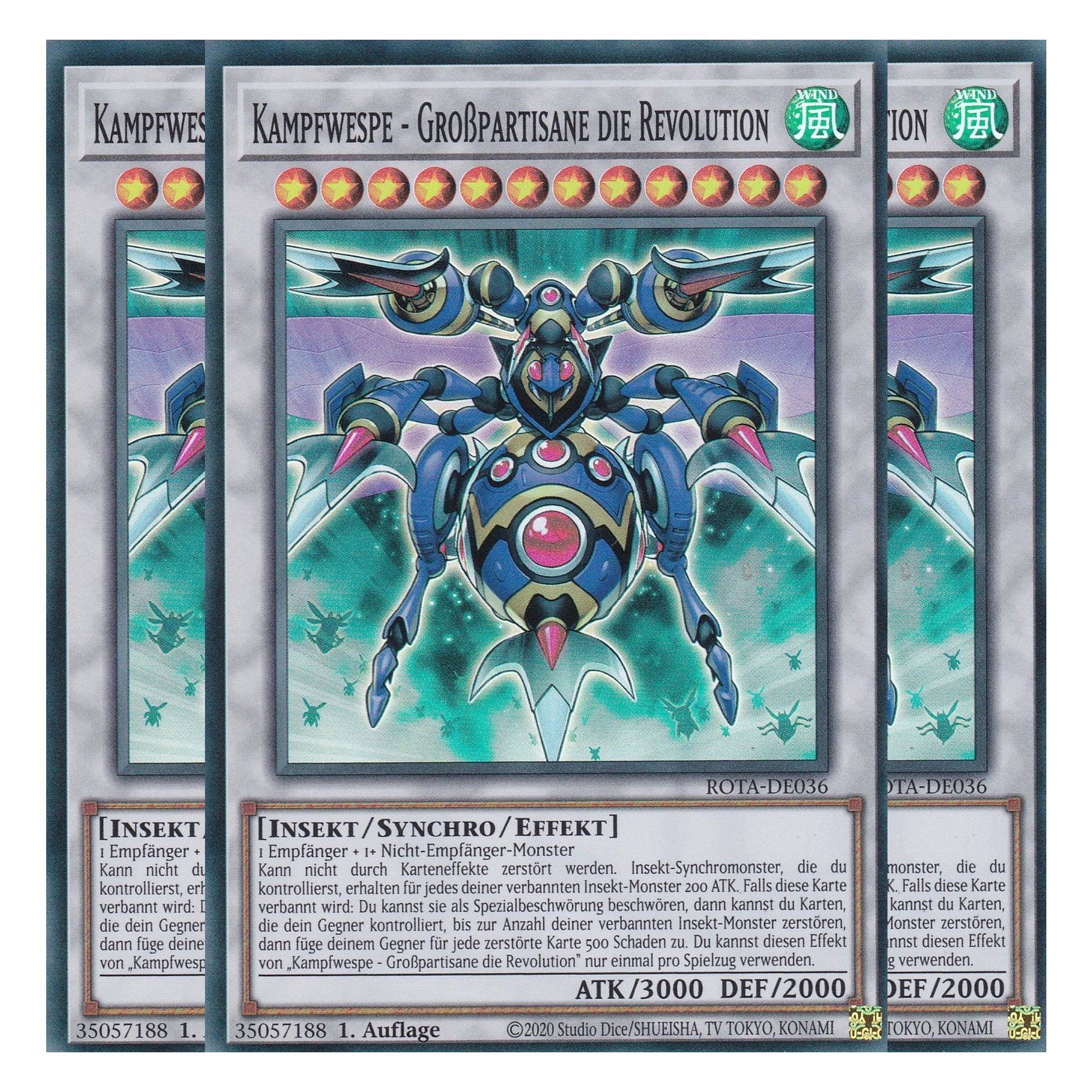 Kampfwespe - Großpartisane die Revolution - ROTA-DE036 - Super Rare - Deutsch - 1. Auflage - Rage of the Abyss - Playset (3 Kopien) - Yu-Gi-Oh!