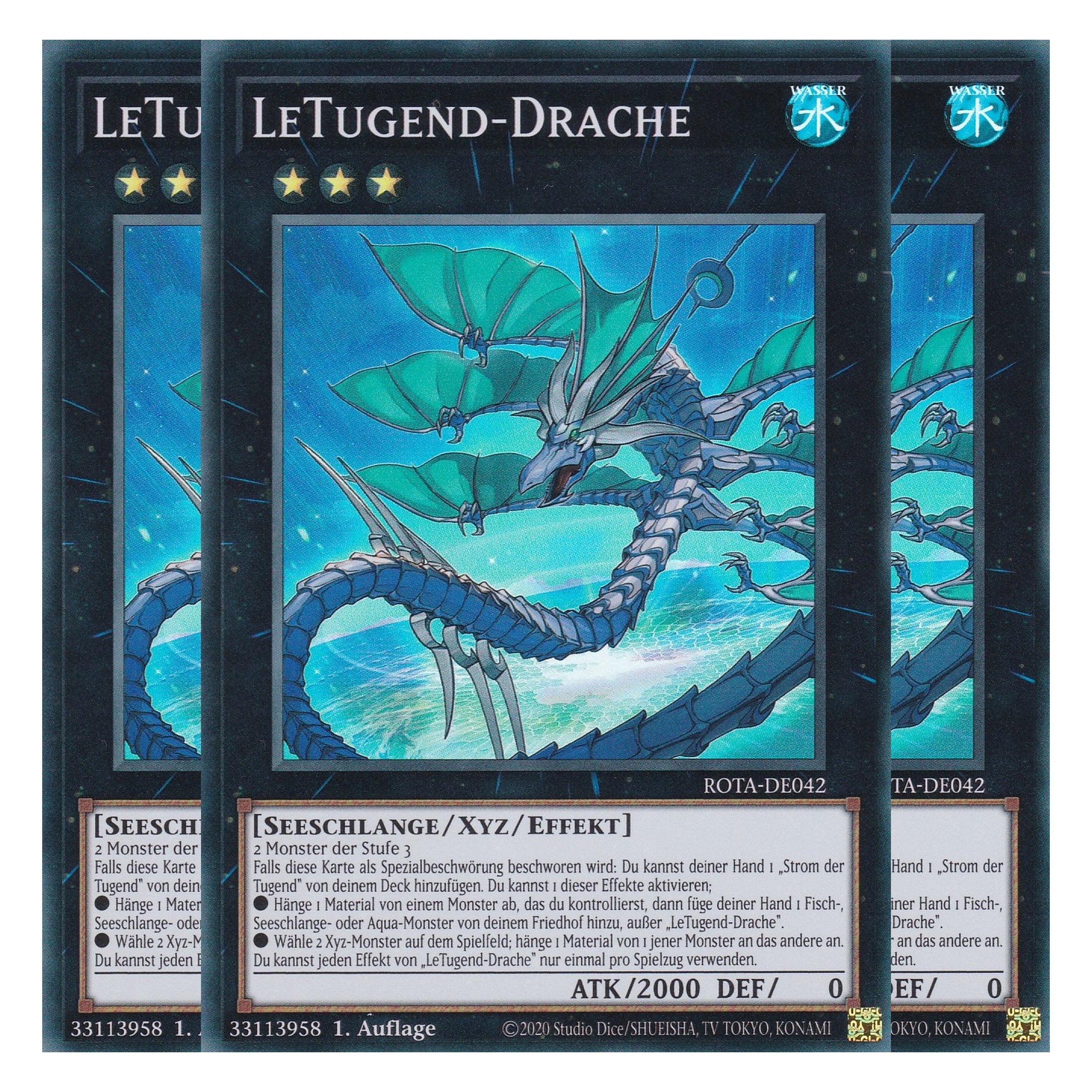 LeTugend-Drache - ROTA-DE042 - Super Rare - Deutsch - 1. Auflage - Rage of the Abyss - Playset (3 Kopien) - Yu-Gi-Oh!