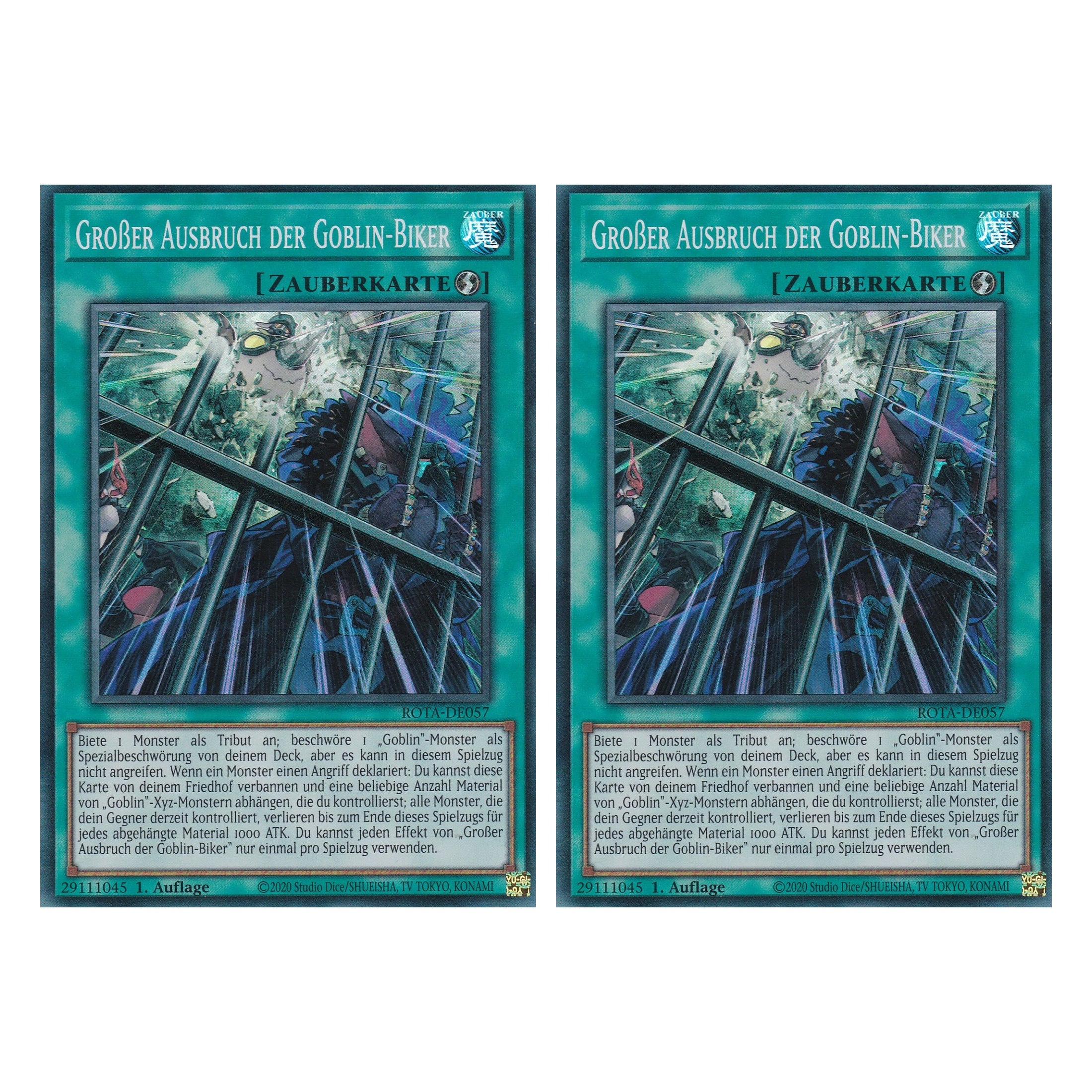 Großer Ausbruch der Goblin-Biker - ROTA-DE057 - Super Rare - Deutsch - 1. Auflage - Rage of the Abyss - Duo Set (2 Stück) - Yu-Gi-Oh!