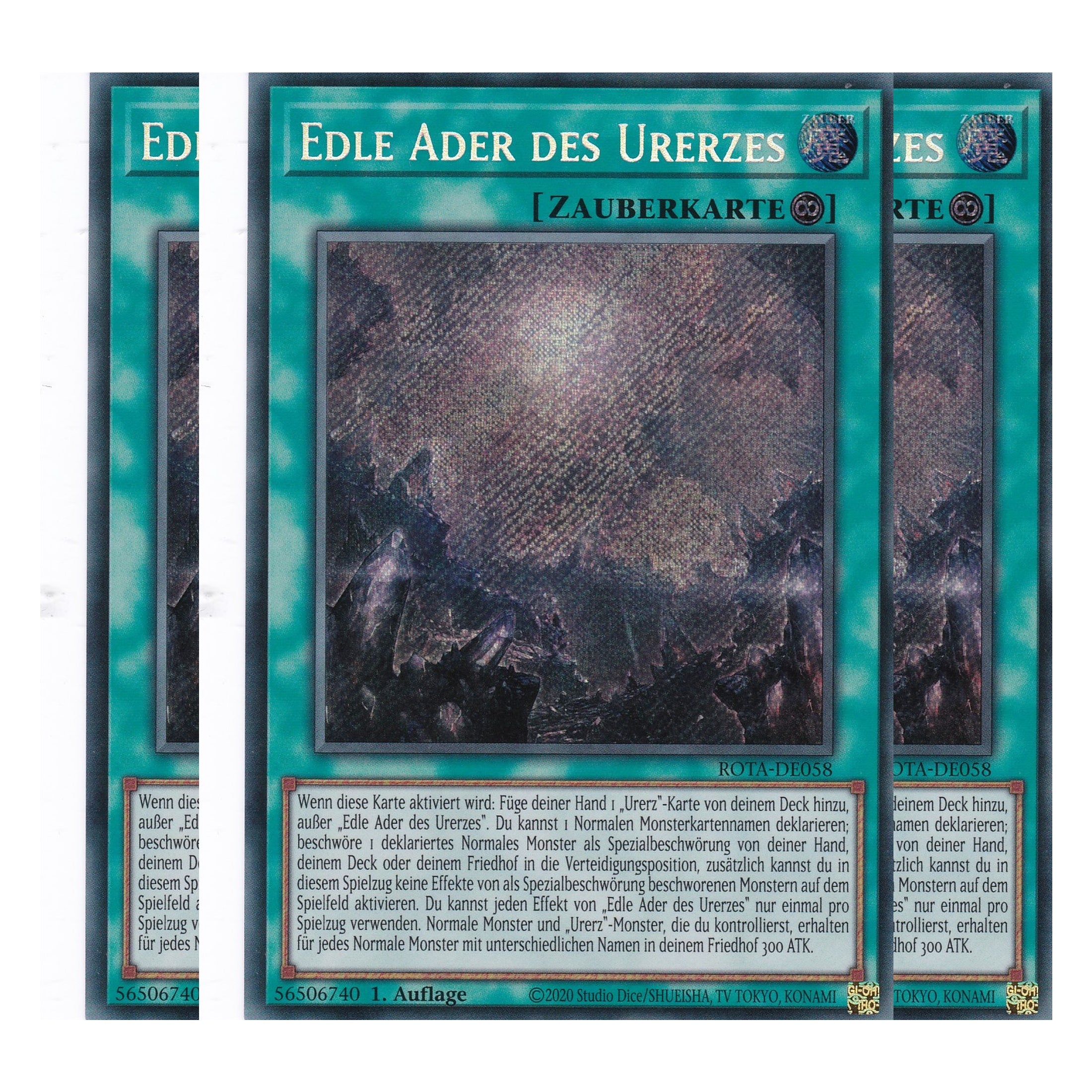 Edle Ader des Urerzes - ROTA-DE058 - Secret Rare - Deutsch - 1. Auflage - Rage of the Abyss - Playset (3 Kopien) - Yu-Gi-Oh!