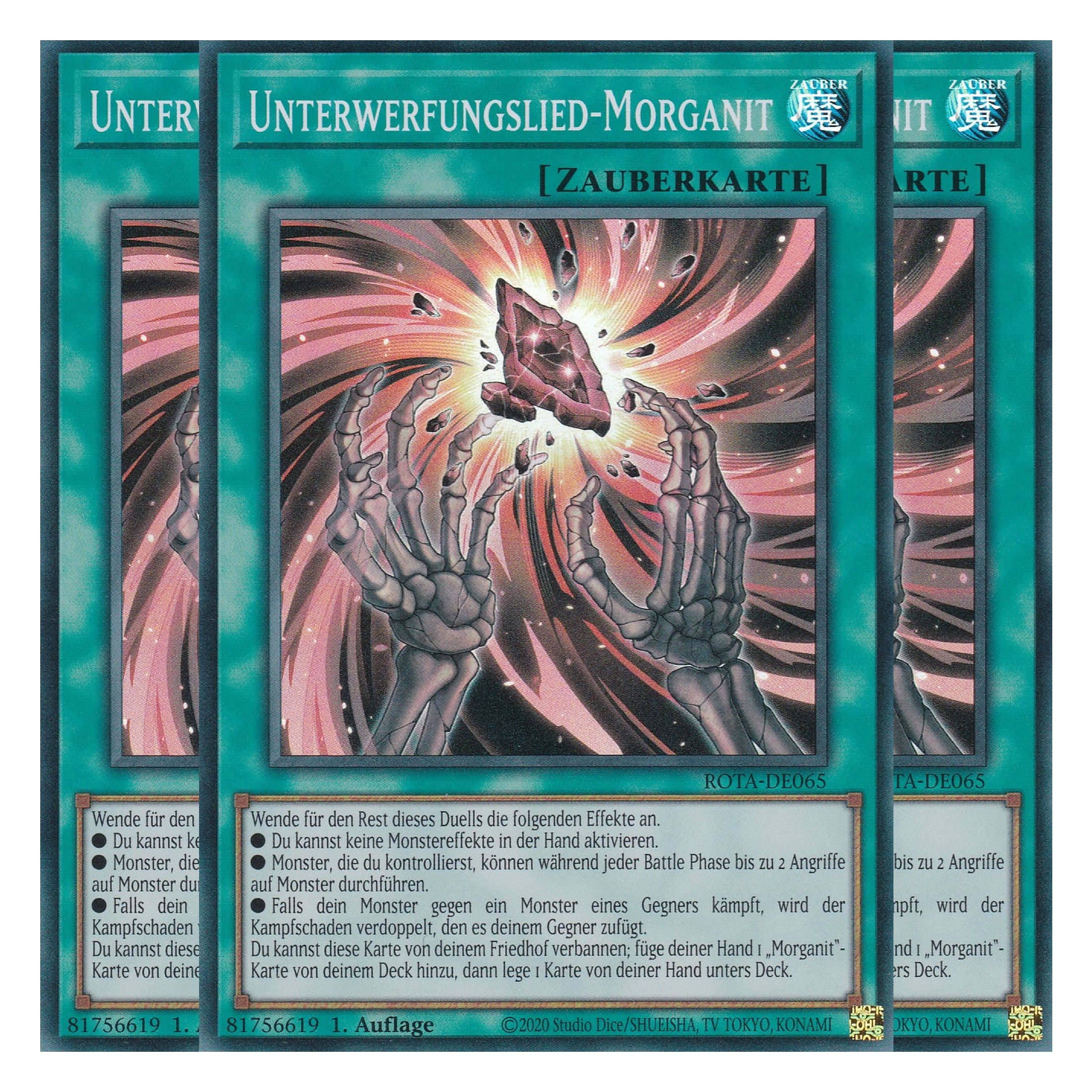 Unterwerfungslied-Morganit - ROTA-DE065 - Super Rare - Deutsch - 1. Auflage - Rage of the Abyss - Playset (3 Kopien) - Yu-Gi-Oh!