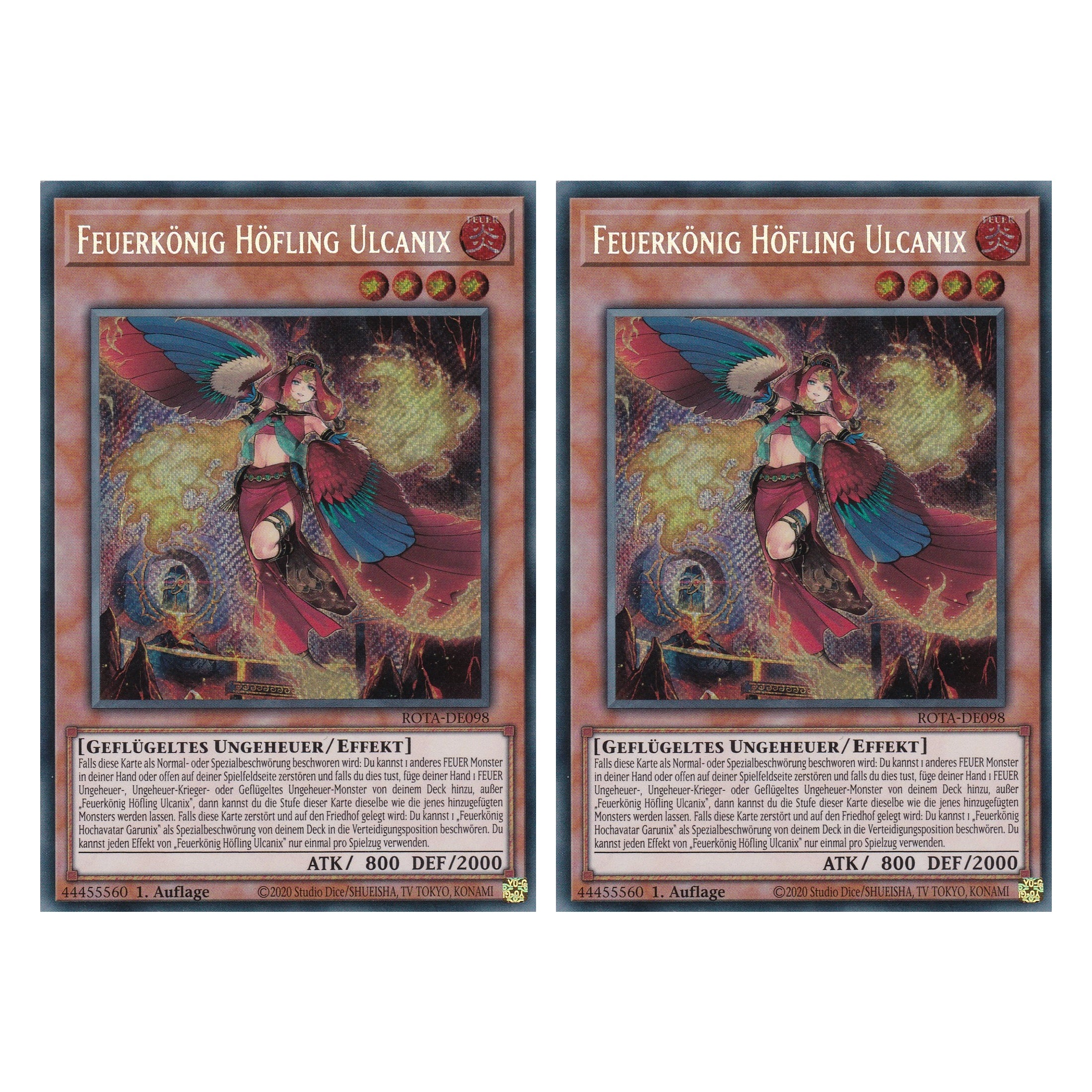Feuerkönig Höfling Ulcanix - ROTA-DE098 - Secret Rare - Deutsch - 1. Auflage - Rage of the Abyss - Duo Set (2 Stück) - Yu-Gi-Oh!