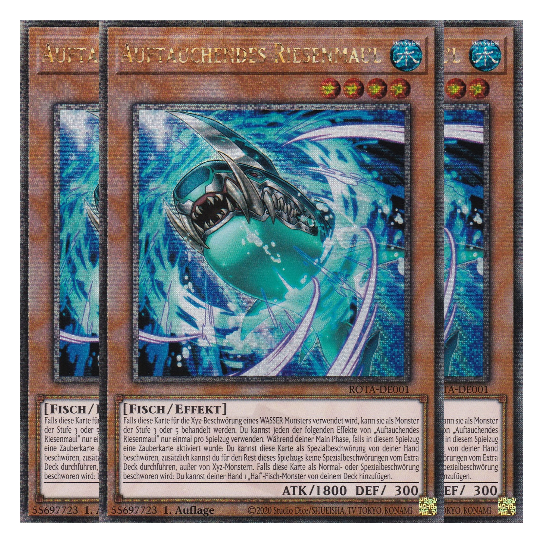 Auftauchendes Riesenmaul - ROTA-DE001 - Quarter Century Secret Rare - Deutsch - 1. Auflage - Rage of the Abyss - Playset (3 Kopien) - Yu-Gi-Oh!