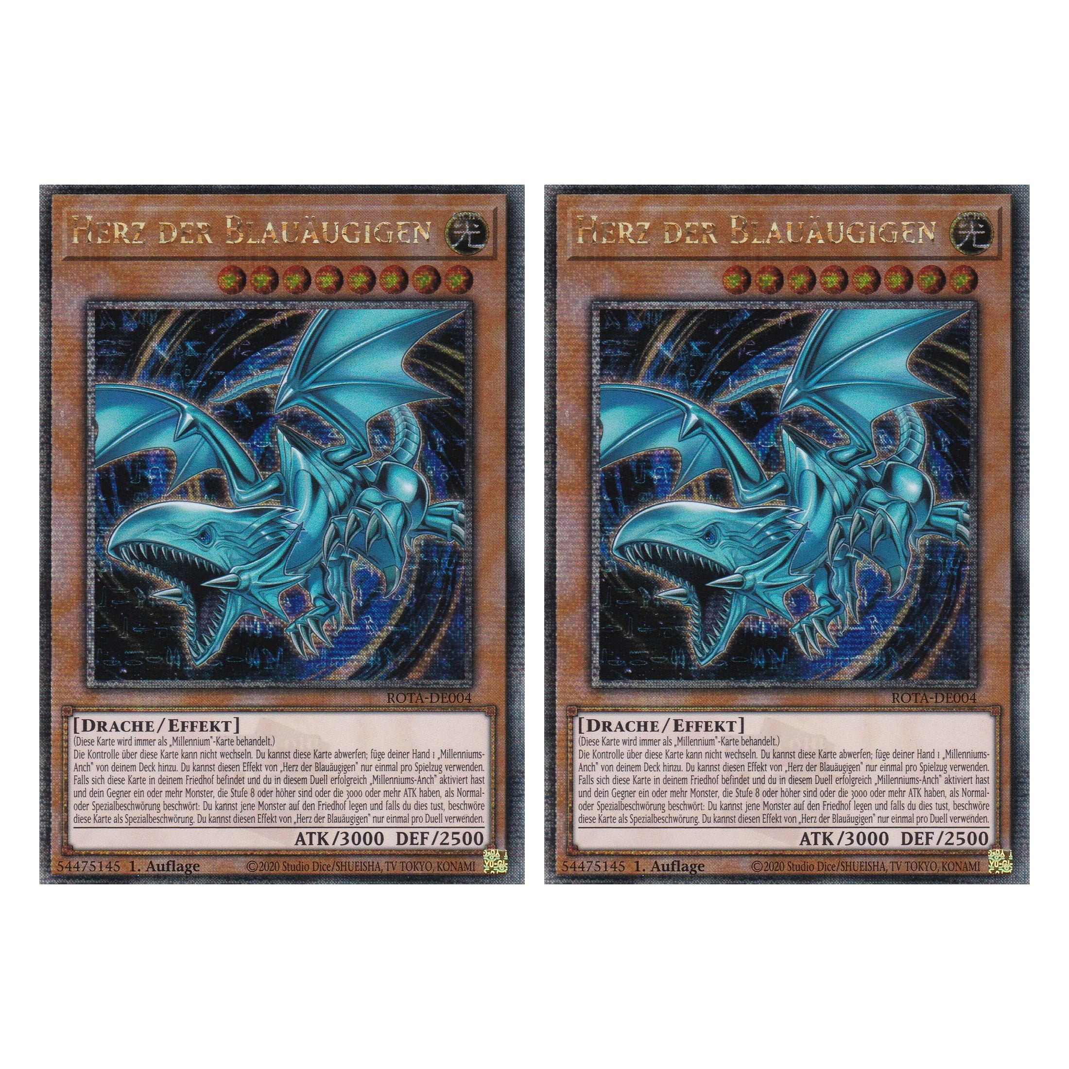 Herz der Blauäugigen - ROTA-DE004 - Quarter Century Secret Rare - Deutsch - 1. Auflage - Rage of the Abyss - Duo Set (2 Stück) - Yu-Gi-Oh!
