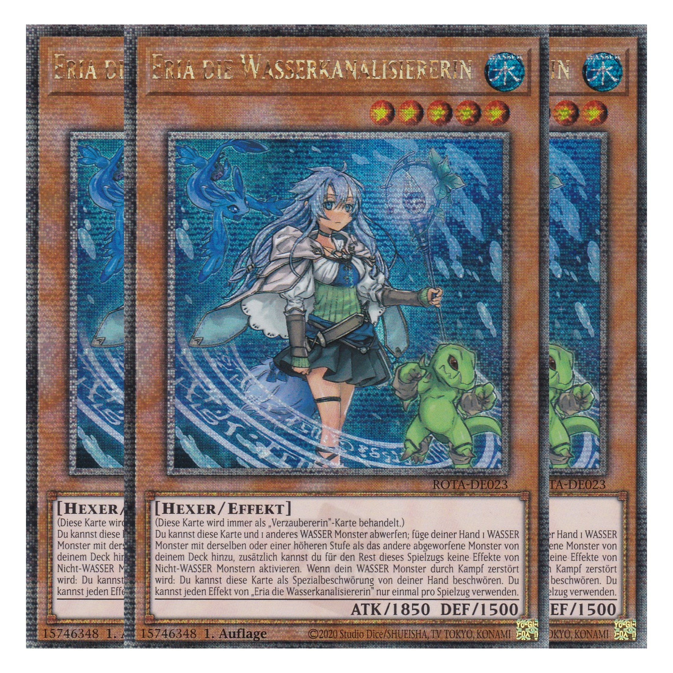 Eria die Wasserkanalisiererin - ROTA-DE023 - Quarter Century Secret Rare - Deutsch - 1. Auflage - Rage of the Abyss - Playset (3 Kopien) - Yu-Gi-Oh!