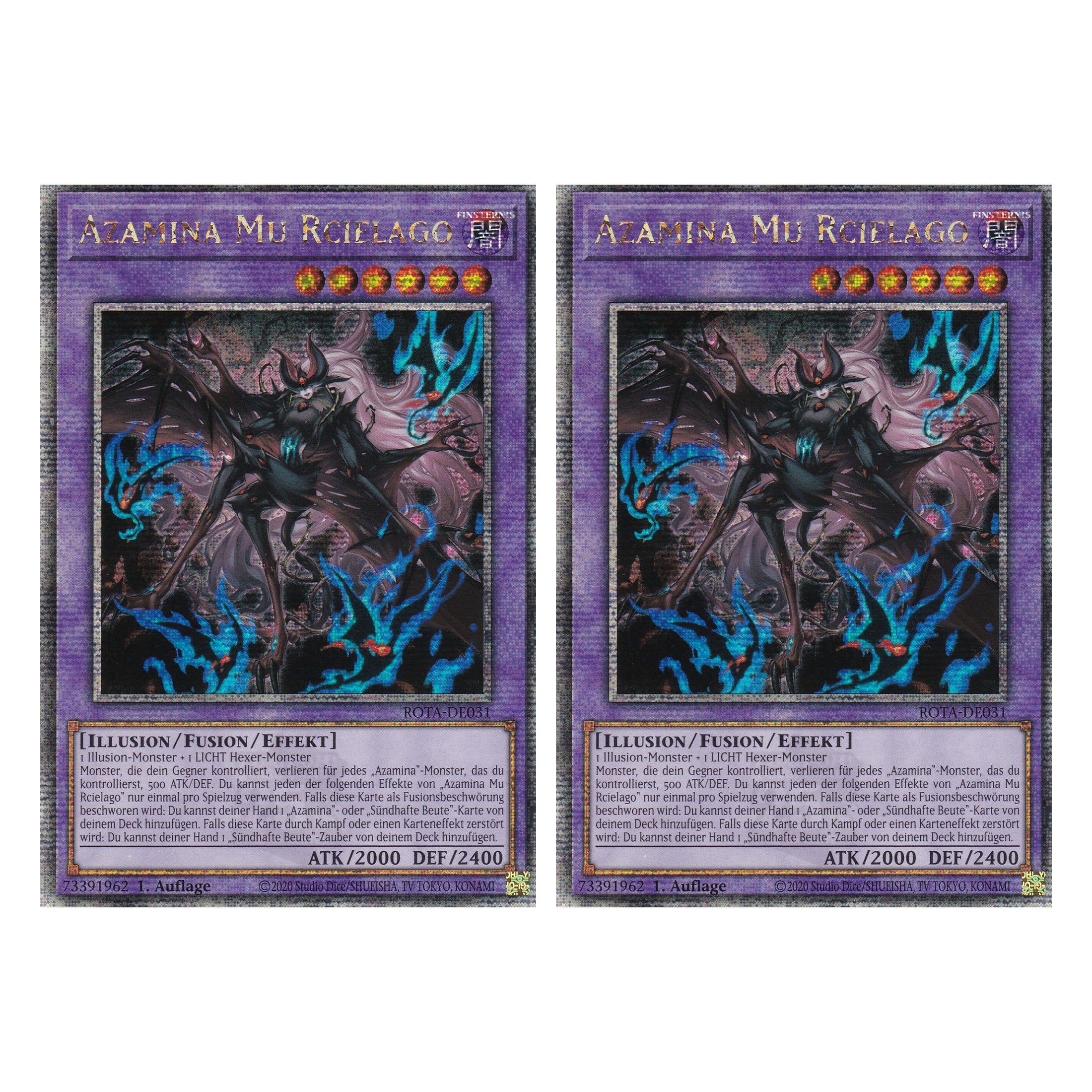 Azamina Mu Rcielago - ROTA-DE031 - Quarter Century Secret Rare - Deutsch - 1. Auflage - Rage of the Abyss - Duo Set (2 Stück) - Yu-Gi-Oh!