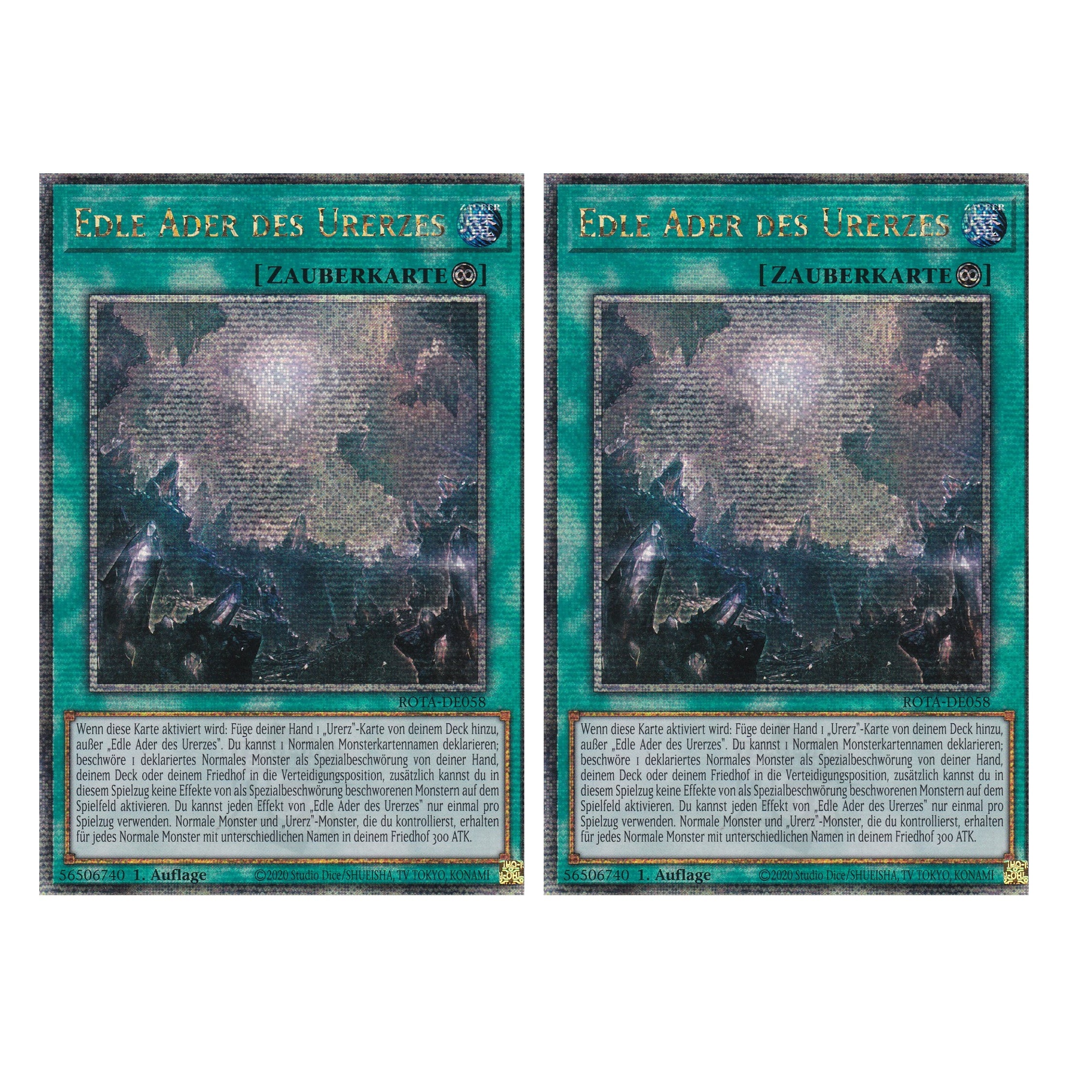 Edle Ader des Urerzes - ROTA-DE058 - Quarter Century Secret Rare - Deutsch - 1. Auflage - Rage of the Abyss - Duo Set (2 Stück) - Yu-Gi-Oh!