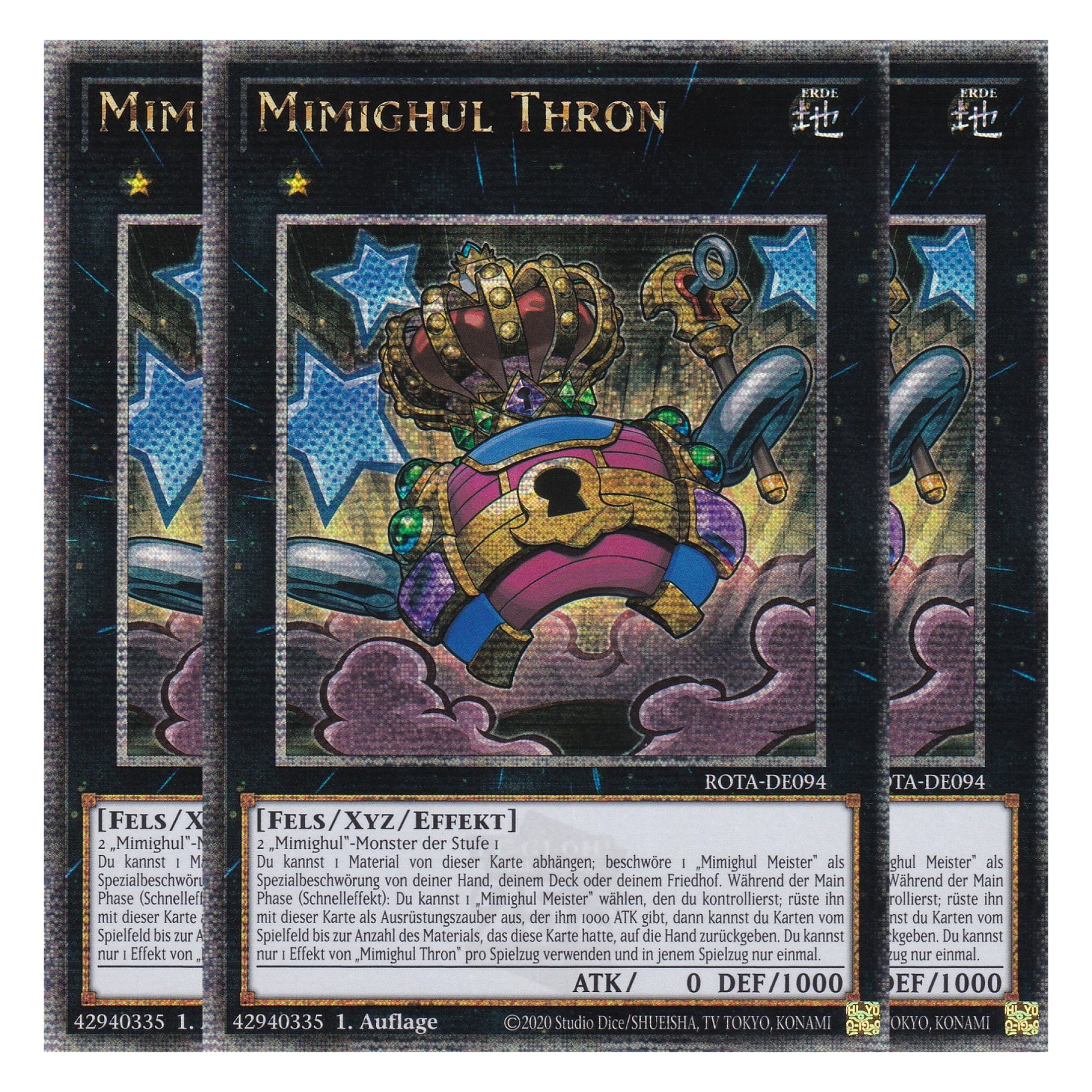 Mimighul Thron - ROTA-DE094 - Quarter Century Secret Rare - Deutsch - 1. Auflage - Rage of the Abyss - Playset (3 Kopien) - Yu-Gi-Oh!