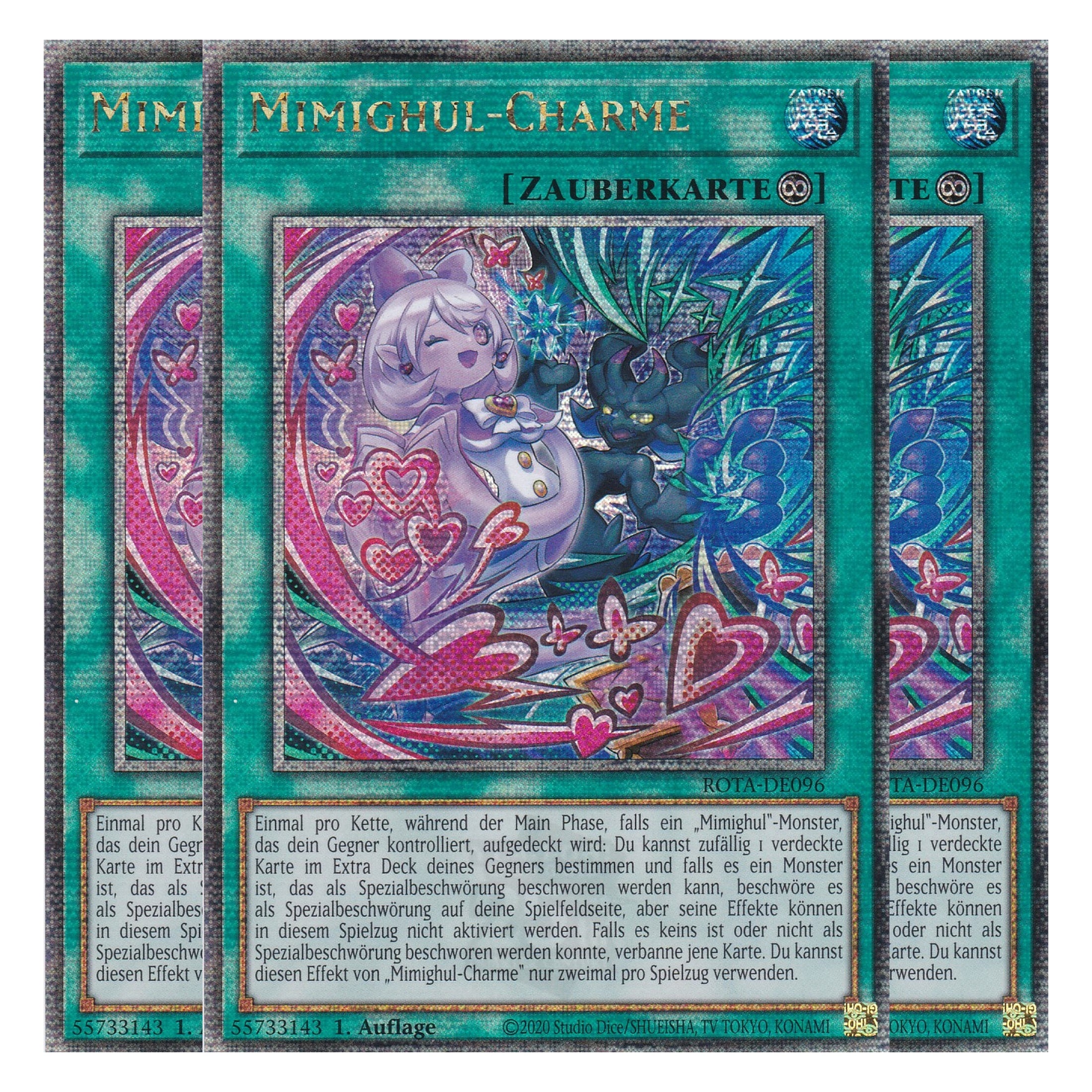 Mimighul-Charme - ROTA-DE096 - Quarter Century Secret Rare - Deutsch - 1. Auflage - Rage of the Abyss - Playset (3 Kopien) - Yu-Gi-Oh!