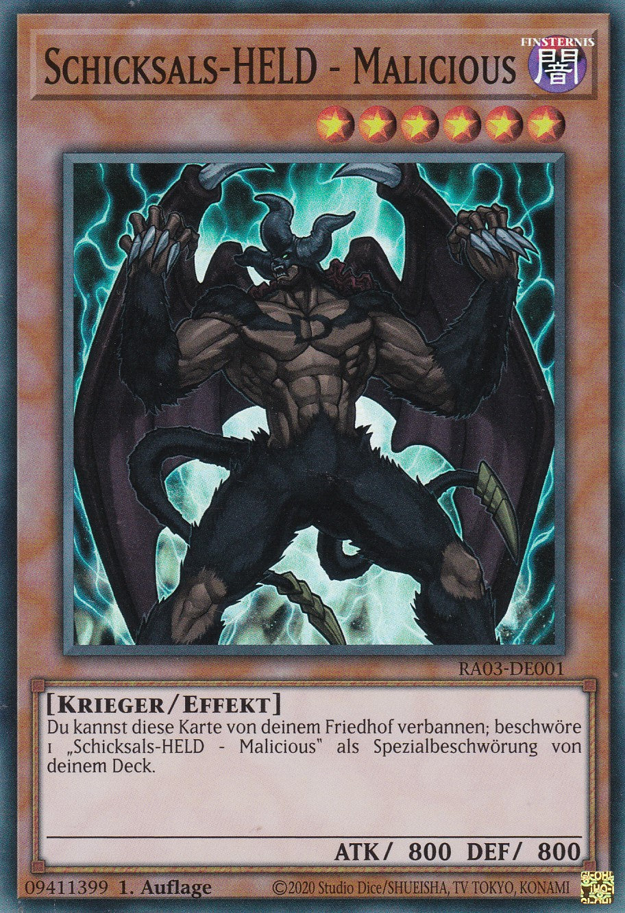 Schicksals-HELD - Malicious - RA03-DE001 - Super Rare - Deutsch - 1. Auflage - Quarter Century Bonanza