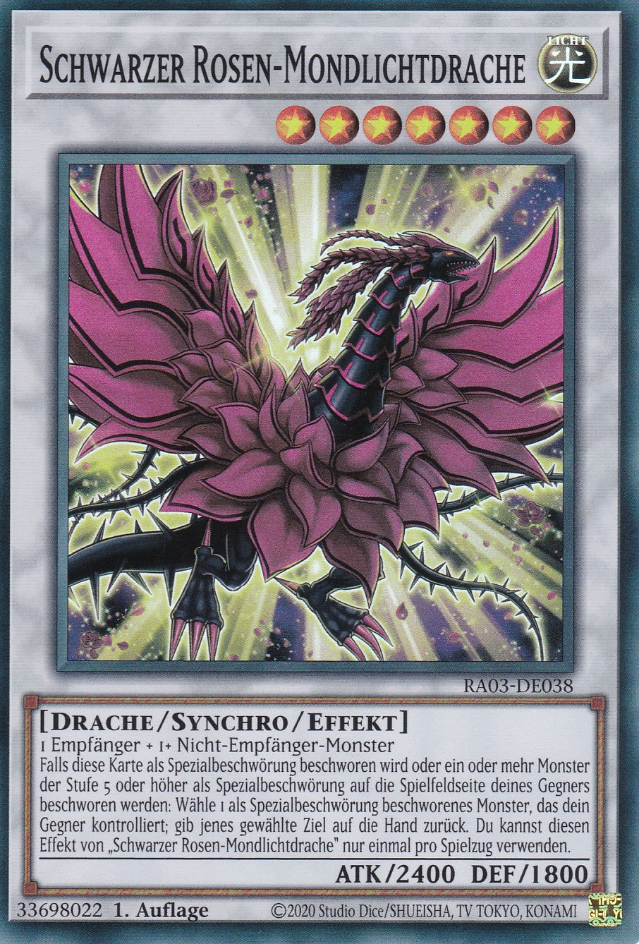 Schwarzer Rosen-Mondlichtdrache - RA03-DE038 - Super Rare - Deutsch - 1. Auflage - Quarter Century Bonanza