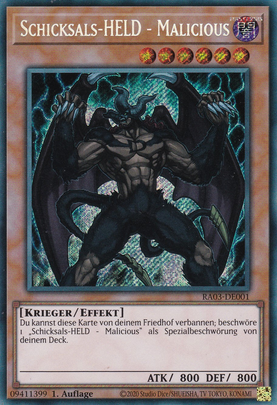 Schicksals-HELD - Malicious - RA03-DE001 - Secret Rare - Deutsch - 1. Auflage - Quarter Century Bonanza