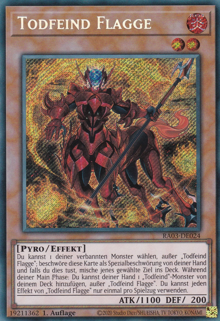 Todfeind Flagge - RA03-DE024 - Secret Rare - Deutsch - 1. Auflage - Quarter Century Bonanza