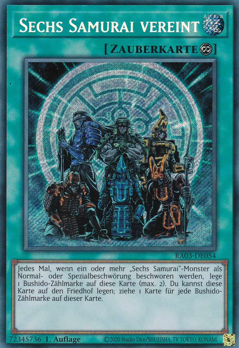 Sechs Samurai vereint - RA03-DE054 - Secret Rare - Deutsch - 1. Auflage - Quarter Century Bonanza