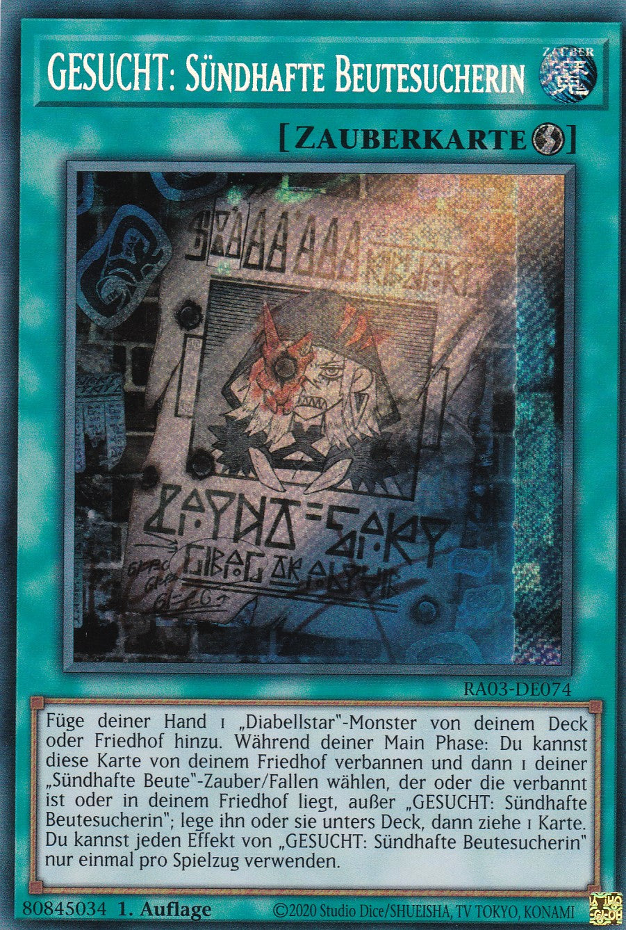 GESUCHT: Sündhafte Beutesucherin - RA03-DE074 - Secret Rare - Deutsch - 1. Auflage - Quarter Century Bonanza
