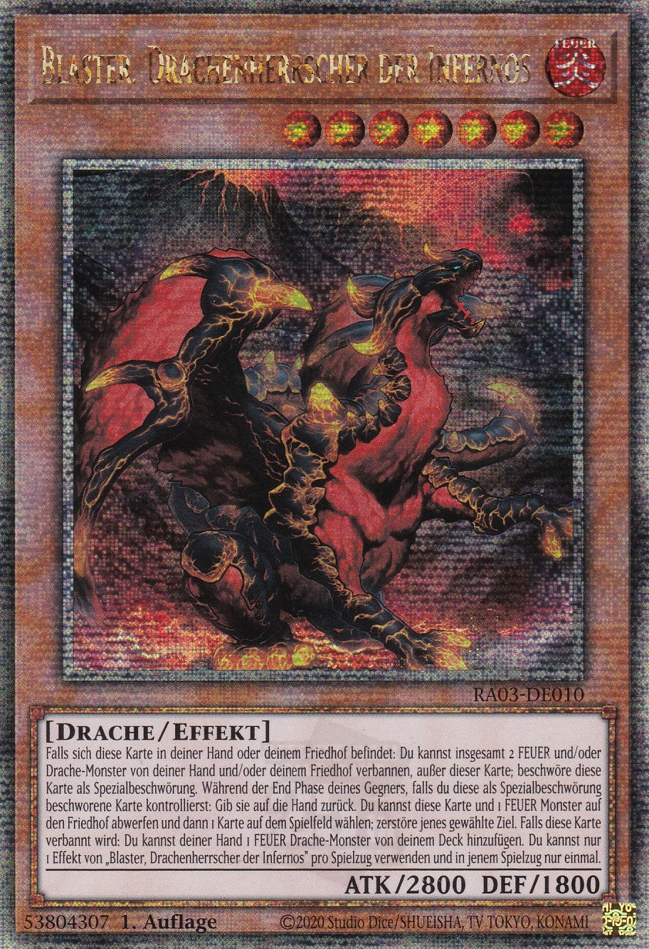Blaster, Drachenherrscher der Infernos - RA03-DE010 - Quarter Century Secret Rare - Deutsch - 1. Auflage - Quarter Century Bonanza