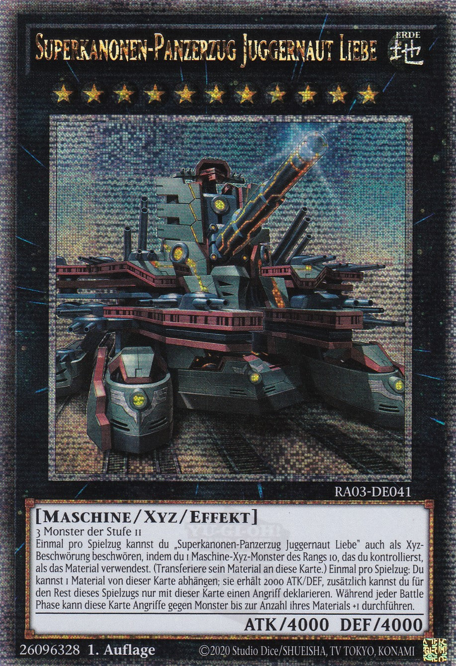 Superkanonen-Panzerzug Juggernaut Liebe (V.2) - RA03-DE041 - Quarter Century Secret Rare - Deutsch - 1. Auflage - Quarter Century Bonanza
