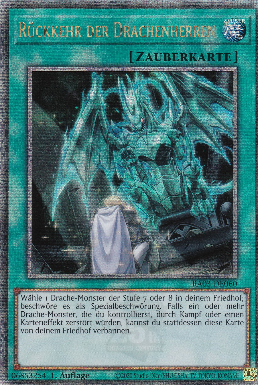 Rückkehr der Drachenherren - RA03-DE060 - Quarter Century Secret Rare - Deutsch - 1. Auflage - Quarter Century Bonanza
