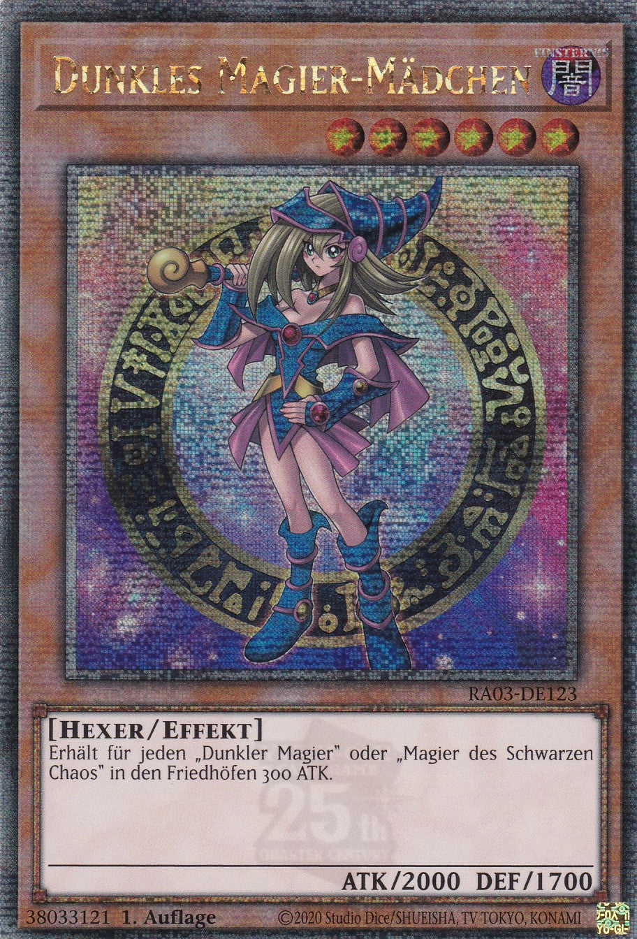 Dunkles Magier-Mädchen - RA03-DE123 - Quarter Century Secret Rare - Deutsch - 1. Auflage - Quarter Century Bonanza