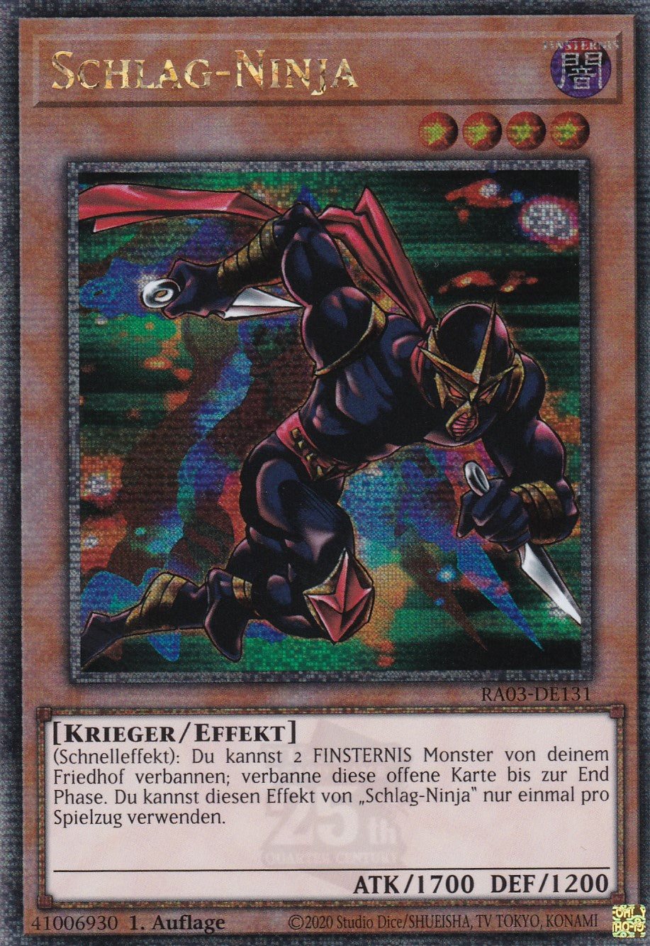 Schlag-Ninja - RA03-DE131 - Quarter Century Secret Rare - Deutsch - 1. Auflage - Quarter Century Bonanza