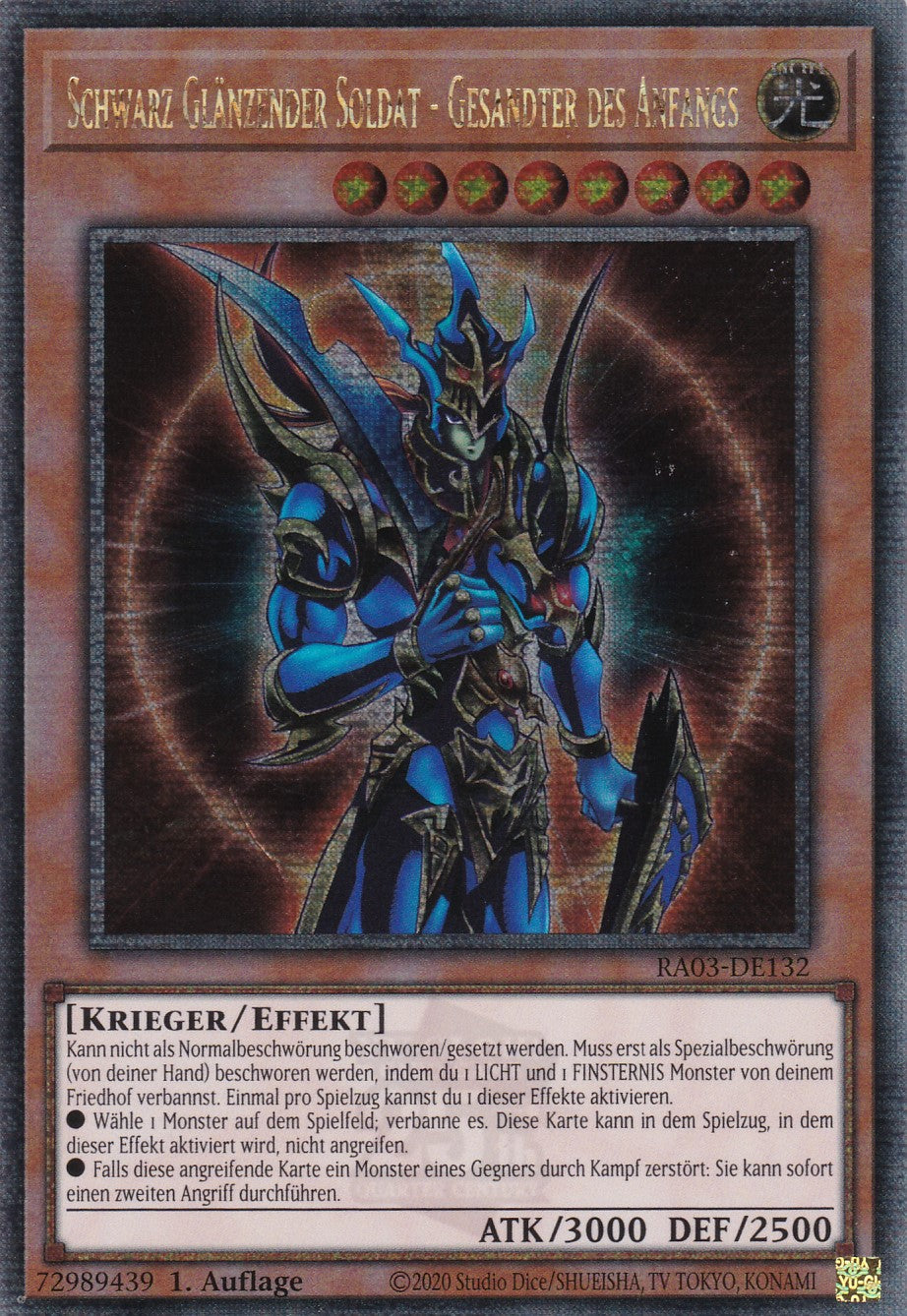 Schwarz Glänzender Soldat - Gesandter des Anfangs - RA03-DE132 - Quarter Century Secret Rare - Deutsch - 1. Auflage - Quarter Century Bonanza