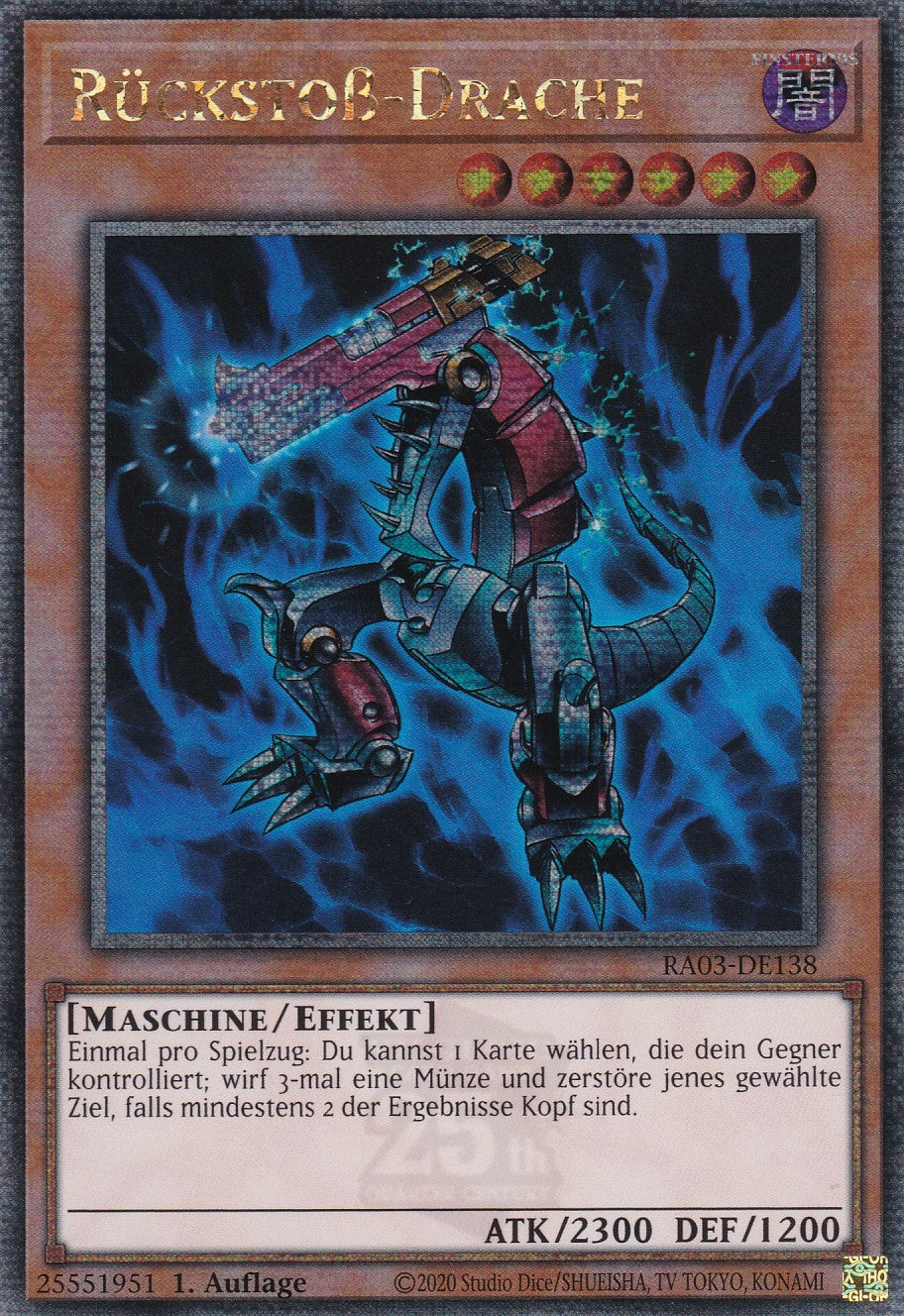 Rückstoß-Drache - RA03-DE138 - Quarter Century Secret Rare - Deutsch - 1. Auflage - Quarter Century Bonanza