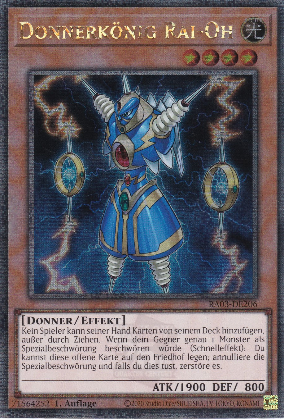 Donnerkönig Rai-Oh - RA03-DE206 - Quarter Century Secret Rare - Deutsch - 1. Auflage - Quarter Century Bonanza