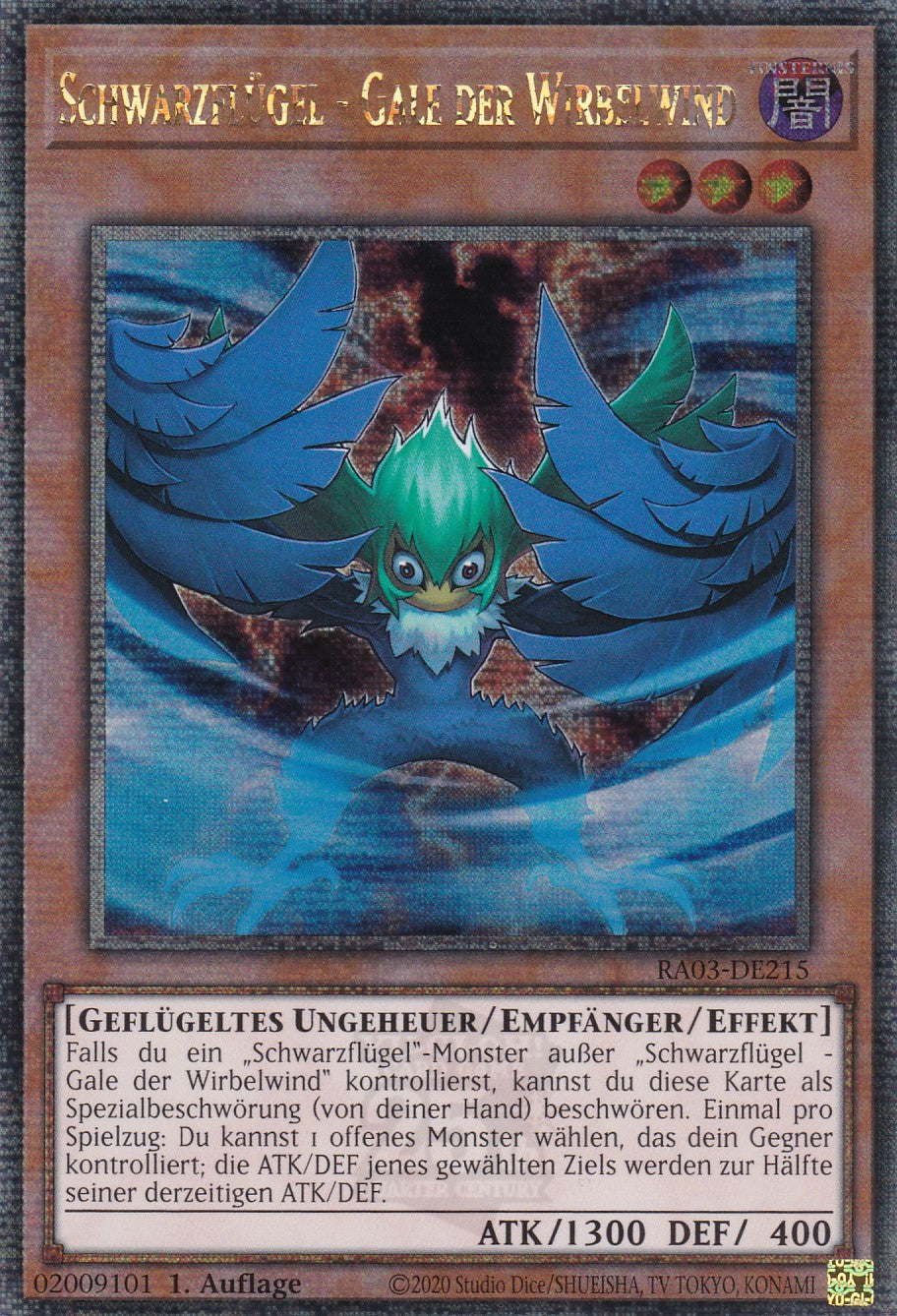 Schwarzflügel - Gale der Wirbelwind - RA03-DE215 - Quarter Century Secret Rare - Deutsch - 1. Auflage - Quarter Century Bonanza