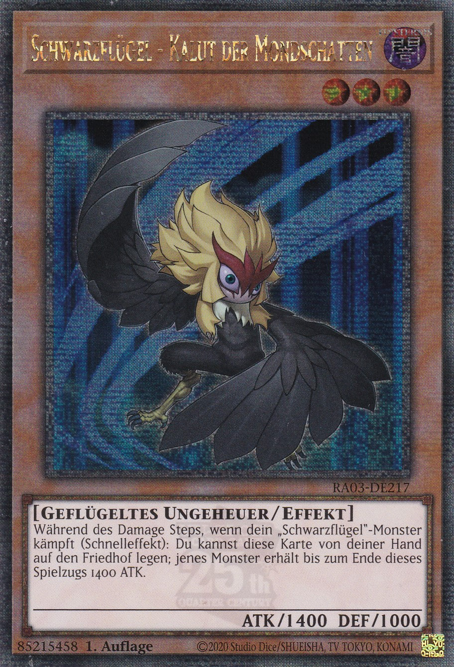 Schwarzflügel - Kalut der Mondschatten - RA03-DE217 - Quarter Century Secret Rare - Deutsch - 1. Auflage - Quarter Century Bonanza