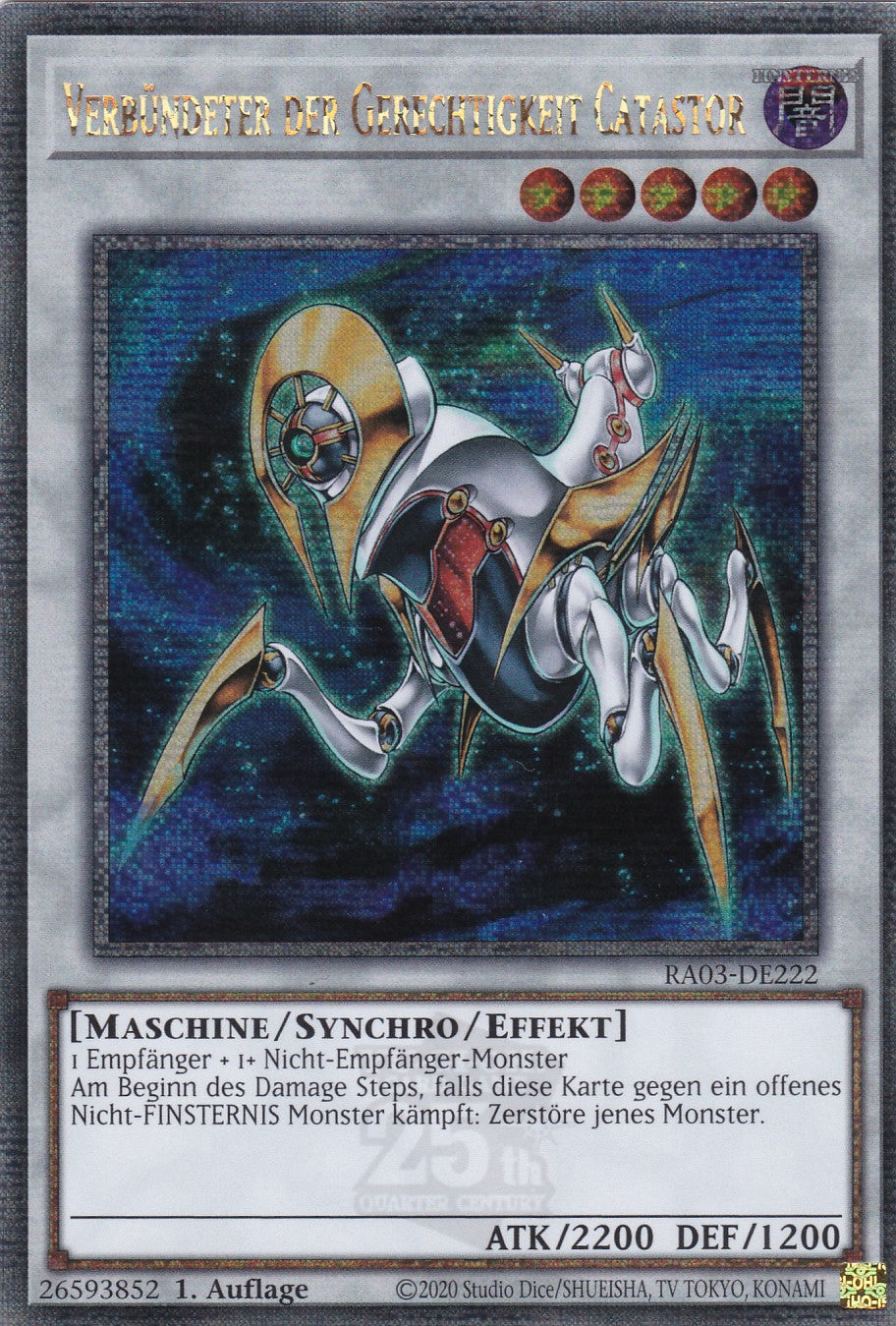 Verbündeter der Gerechtigkeit Catastor - RA03-DE222 - Quarter Century Secret Rare - Deutsch - 1. Auflage - Quarter Century Bonanza