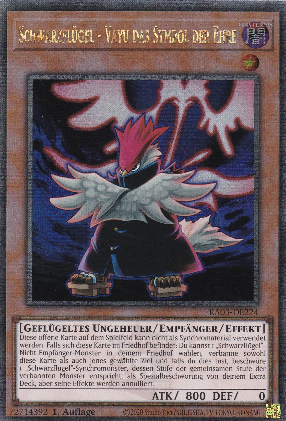 Schwarzflügel - Vayu das Symbol der Ehre - RA03-DE224 - Quarter Century Secret Rare - Deutsch - 1. Auflage - Quarter Century Bonanza