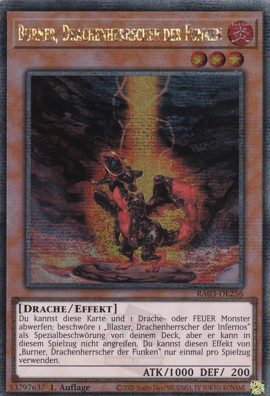 Burner, Drachenherrscher der Funken - RA03-DE256 - Quarter Century Secret Rare - Deutsch - 1. Auflage - Quarter Century Bonanza