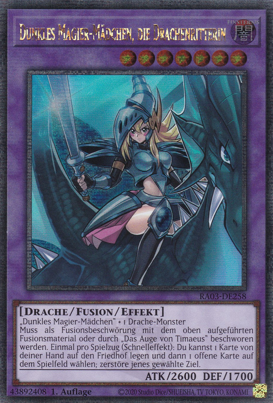 Dunkles Magier-Mädchen, die Drachenritterin - RA03-DE258 - Quarter Century Secret Rare - Deutsch - 1. Auflage - Quarter Century Bonanza