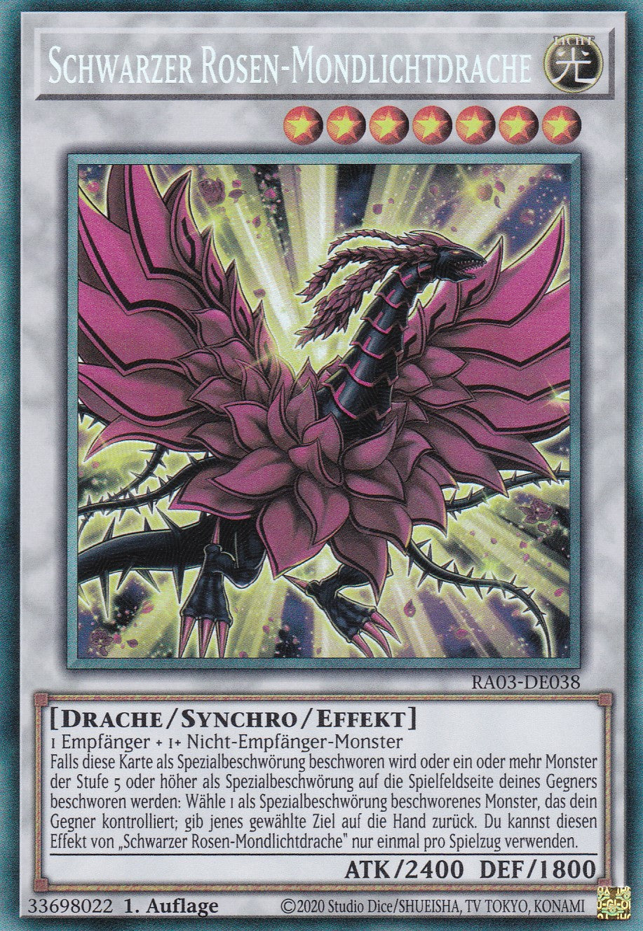 Schwarzer Rosen-Mondlichtdrache - RA03-DE038 - Collector Rare - Deutsch - 1. Auflage - Quarter Century Bonanza