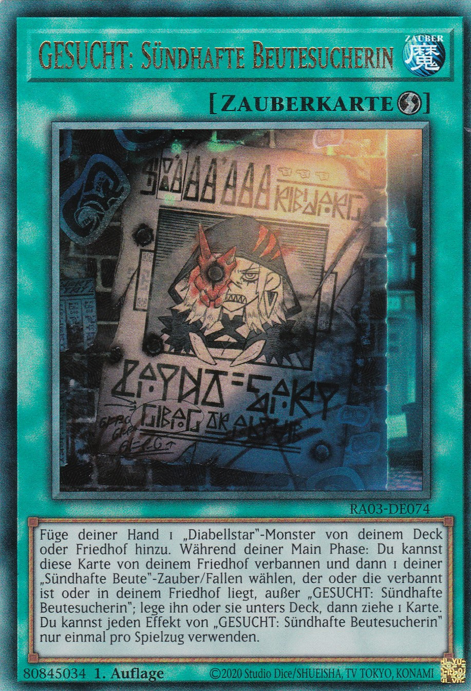 GESUCHT: Sündhafte Beutesucherin - RA03-DE074 - Ultimate Rare - Deutsch - 1. Auflage - Quarter Century Bonanza