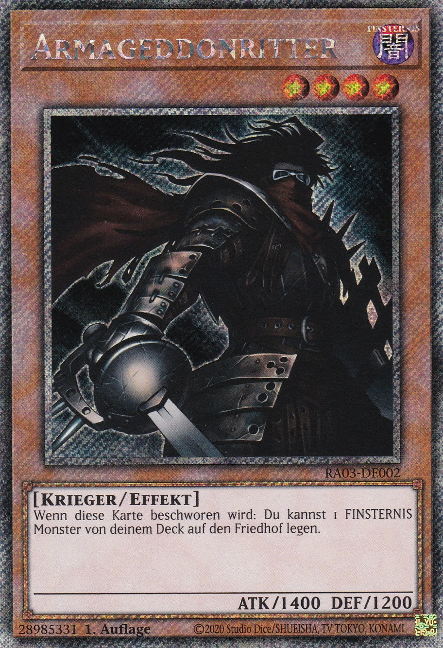 Armageddonritter - RA03-DE002 - Platinum Secret Rare - Deutsch - 1. Auflage - Quarter Century Bonanza