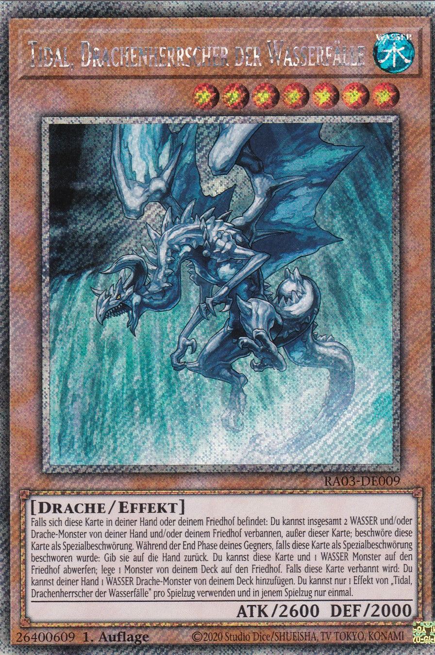 Tidal, Drachenherrscher der Wasserfälle - RA03-DE009 - Platinum Secret Rare - Deutsch - 1. Auflage - Quarter Century Bonanza