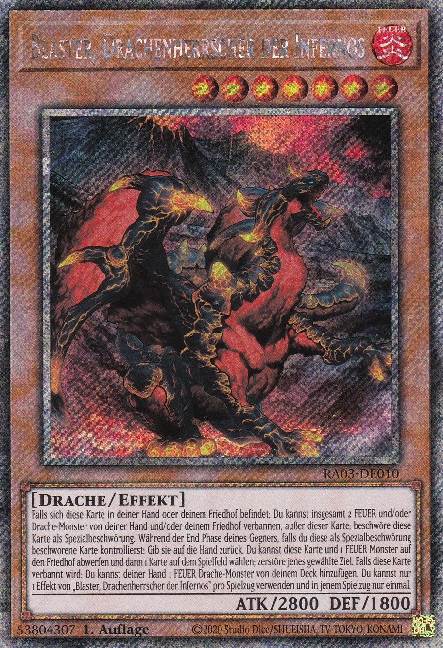 Blaster, Drachenherrscher der Infernos - RA03-DE010 - Platinum Secret Rare - Deutsch - 1. Auflage - Quarter Century Bonanza