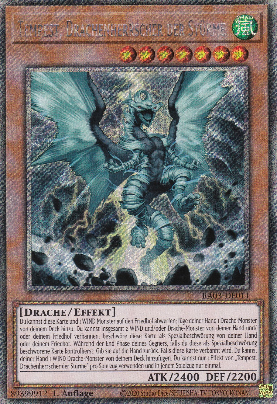 Tempest, Drachenherrscher der Stürme - RA03-DE011 - Platinum Secret Rare - Deutsch - 1. Auflage - Quarter Century Bonanza