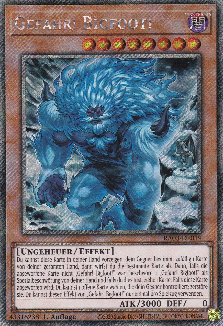 Gefahr! Bigfoot! (V.2) - RA03-DE019 - Platinum Secret Rare - Deutsch - 1. Auflage - Quarter Century Bonanza