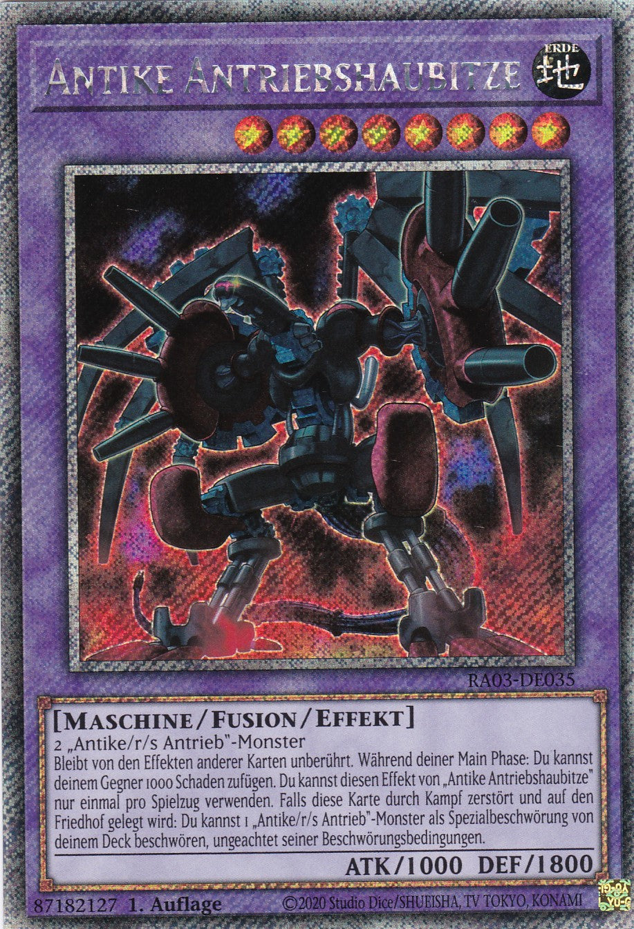 Antike Antriebshaubitze - RA03-DE035 - Platinum Secret Rare - Deutsch - 1. Auflage - Quarter Century Bonanza