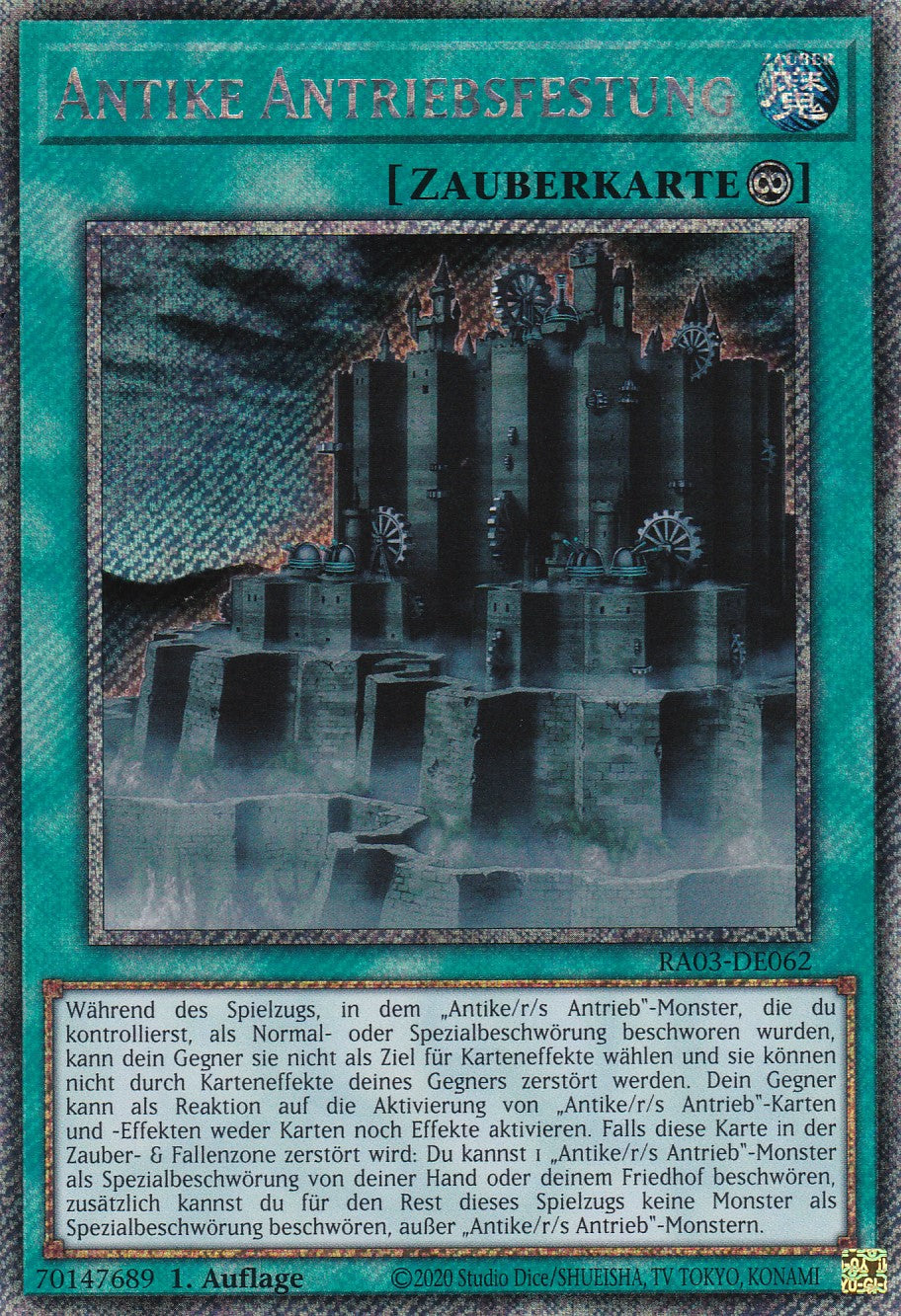 Antike Antriebsfestung - RA03-DE062 - Platinum Secret Rare - Deutsch - 1. Auflage - Quarter Century Bonanza