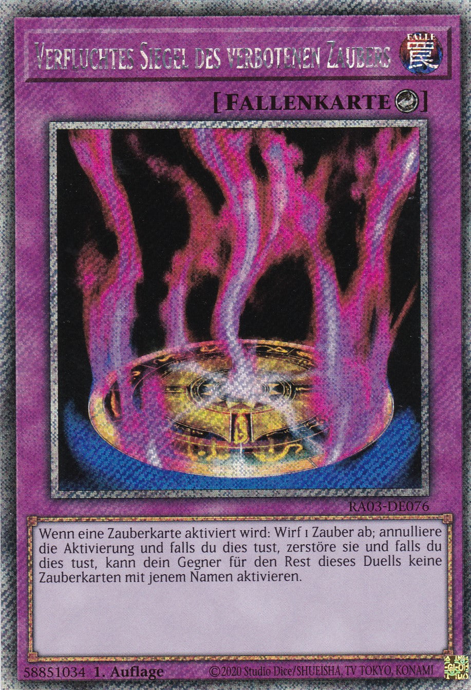 Verfluchtes Siegel des verbotenen Zaubers - RA03-DE076 - Platinum Secret Rare - Deutsch - 1. Auflage - Quarter Century Bonanza