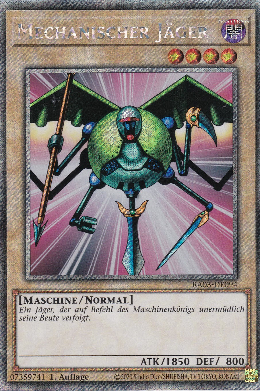 Mechanischer Jäger - RA03-DE094 - Platinum Secret Rare - Deutsch - 1. Auflage - Quarter Century Bonanza
