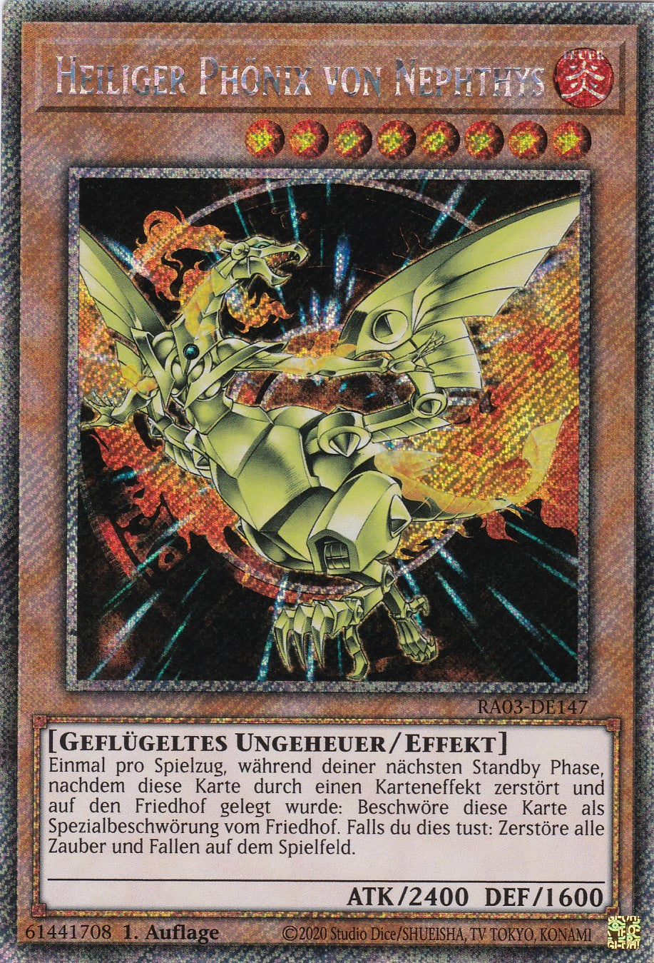 Heiliger Phönix von Nephthys - RA03-DE147 - Platinum Secret Rare - Deutsch - 1. Auflage - Quarter Century Bonanza
