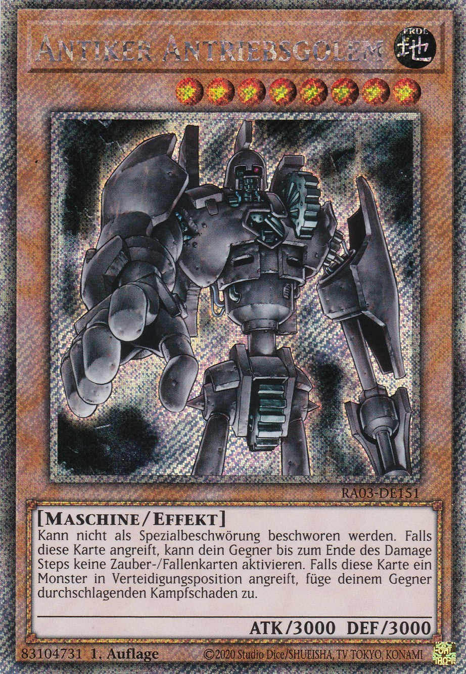 Antiker Antriebsgolem - RA03-DE151 - Platinum Secret Rare - Deutsch - 1. Auflage - Quarter Century Bonanza