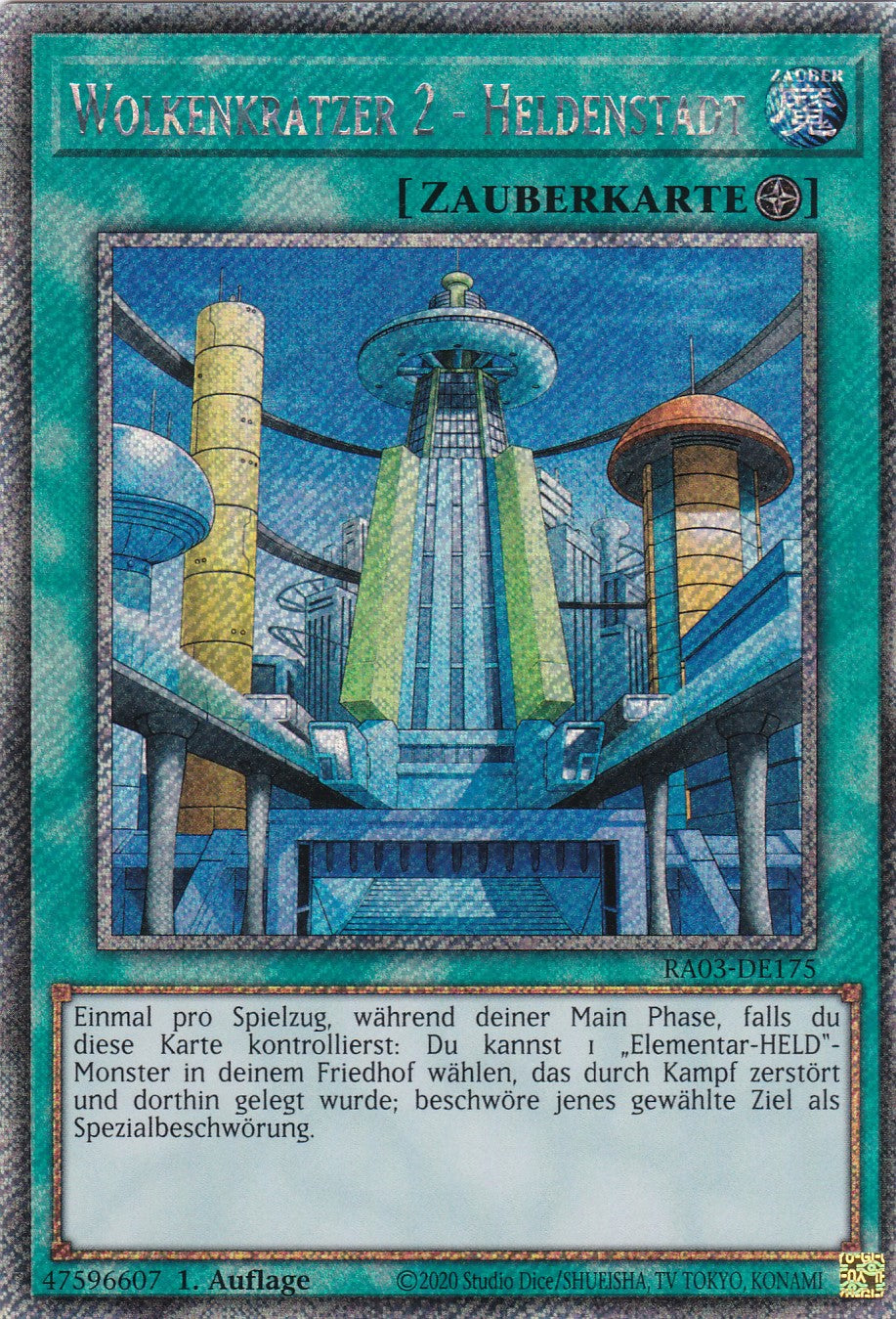 Wolkenkratzer 2 - Heldenstadt - RA03-DE175 - Platinum Secret Rare - Deutsch - 1. Auflage - Quarter Century Bonanza