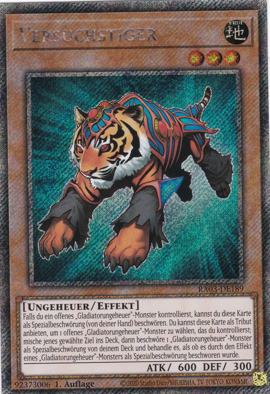 Versuchstiger - RA03-DE189 - Platinum Secret Rare - Deutsch - 1. Auflage - Quarter Century Bonanza