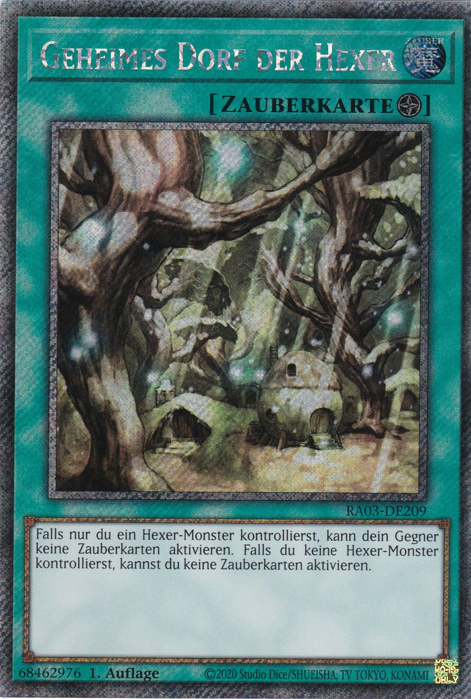 Geheimes Dorf der Hexer - RA03-DE209 - Platinum Secret Rare - Deutsch - 1. Auflage - Quarter Century Bonanza