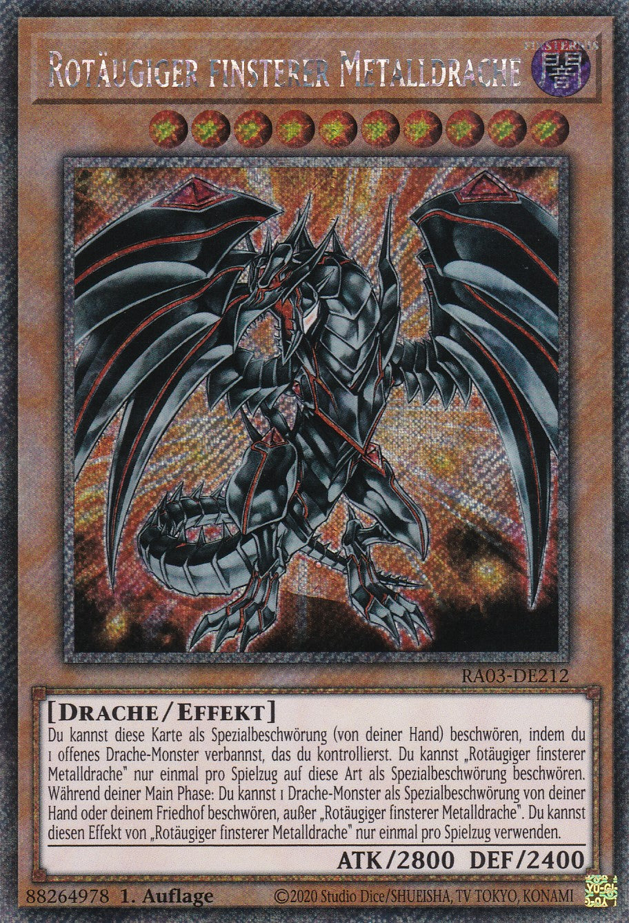 Rotäugiger finsterer Metalldrache - RA03-DE212 - Platinum Secret Rare - Deutsch - 1. Auflage - Quarter Century Bonanza